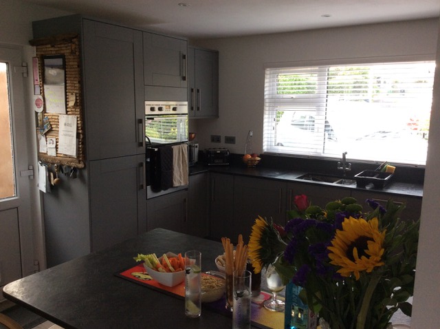 Second image of kitchen after slate worktop installation