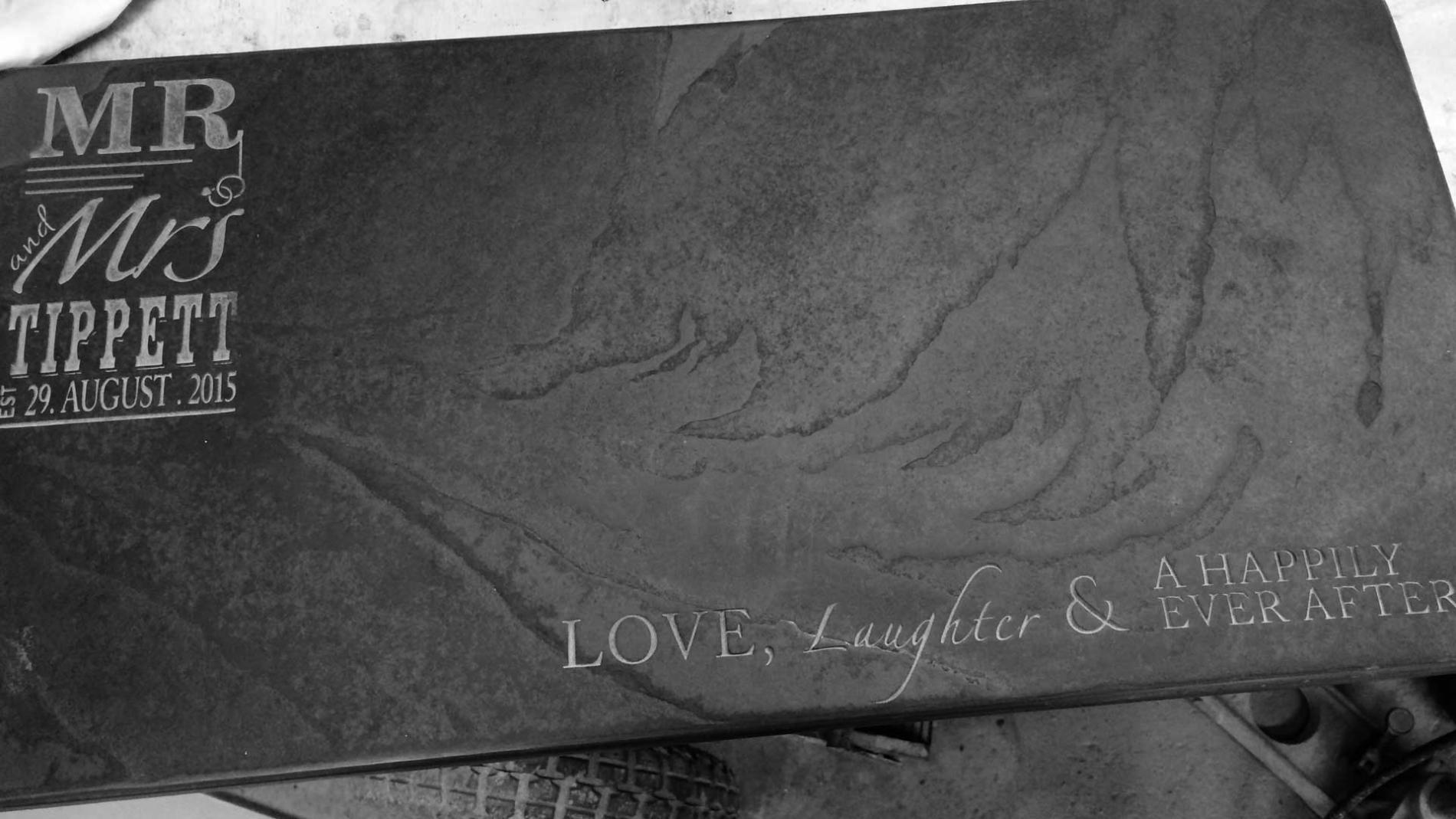 Dark Slate with Wedding Date & Message Engraved