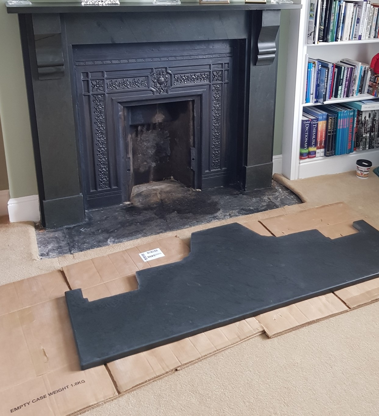 pre-cut slate fire hearth made to specific sizing