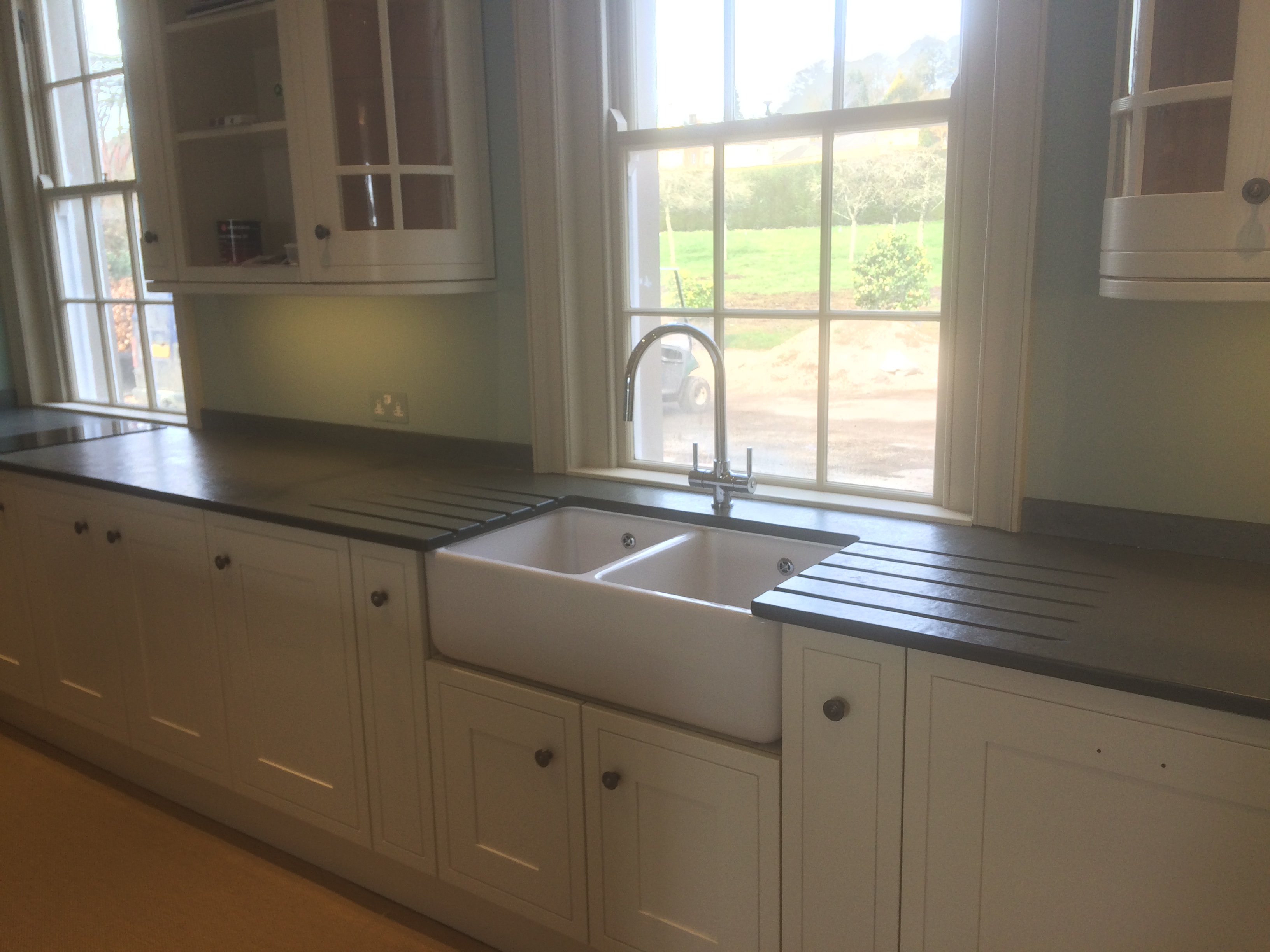 Natural Slate Stone Sink Surrounds And Grooved Draining Boards
