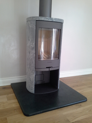 new installed slate fire hearth