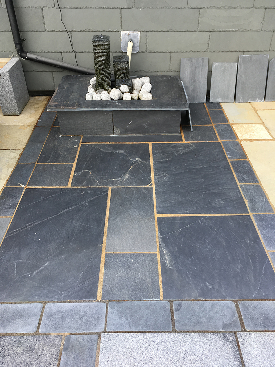 Slate paving with a water feature
