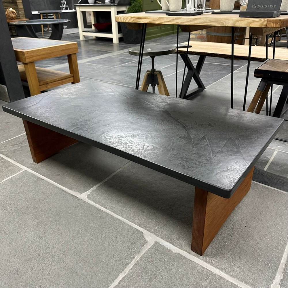 Slate table with a pine base