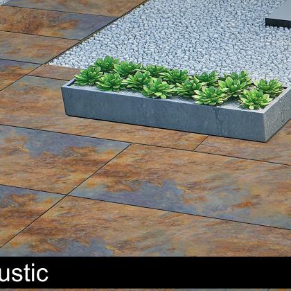 Minster Rustic Patio example with rectangular flagstones