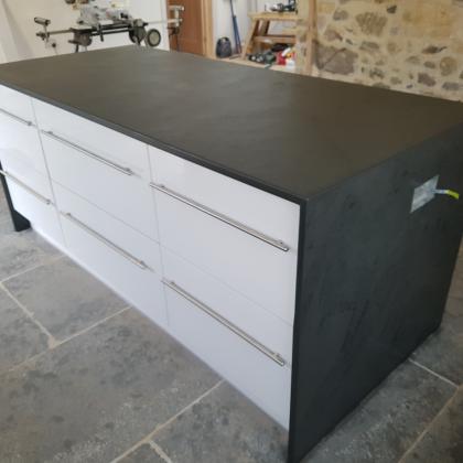 Stunning slate kitchen island with drawers and sides