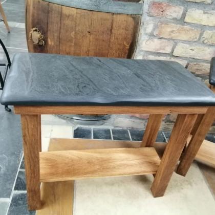 aged edge hand polished slate table bespoke made