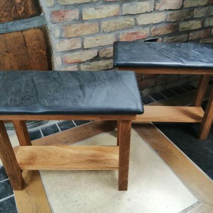 double oak tables with a slate table top smooth finish polished top