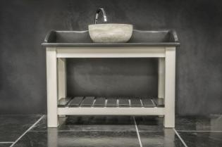 bathroom bespoke washstand with slate surround with slate bathroom floor tiles