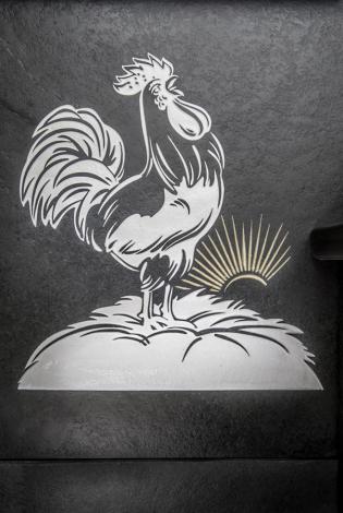 Cockerel slate engraved house sign or farm sign