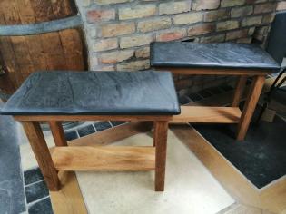 twin slate tables with oak base ideal as coffee tables