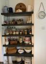 pantry shelves with food on slate shelving