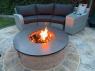 Custom made slate fire pit from Ardosia Slate with a brick base and open fire