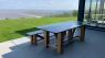 slate table and bench hand made in Devon with a stunning view