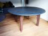 round custom made slate top table with oak legs