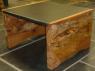 solid sided slate and oak table in a square design