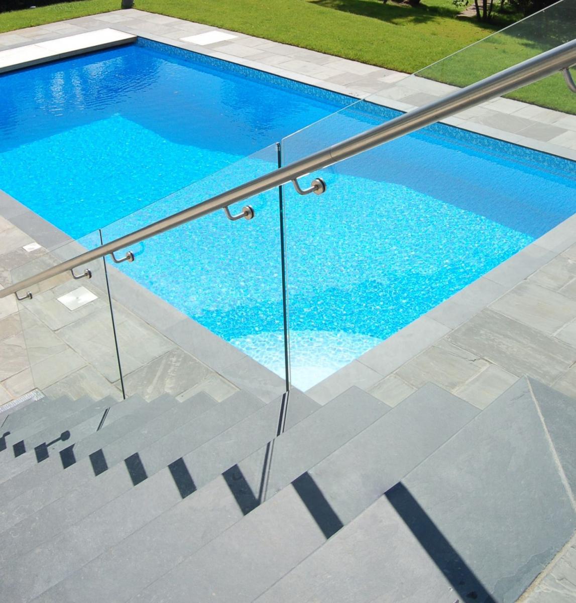 swimming pool with slate steps down custom made